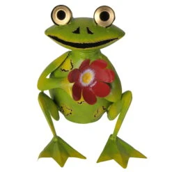 Metall-Frosch Mit Blume, 22 X 19 X 19 Cm