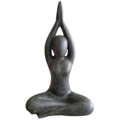 Steinguss Gartenornament 'Yoga', Natur, 21 X 14 X 30 Cm