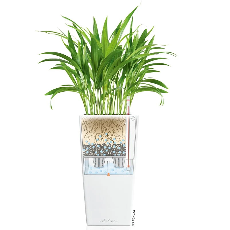 LECHUZA Cubico Premium 40, Weiß Hochglanz, All-in-One-Set, 40 X 40, H:75 Cm – Bild 3