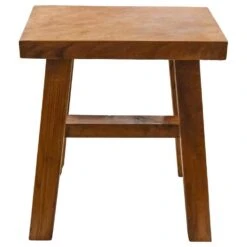 Wurzelholz-Hocker Eckig Aus Recyceltem Teakholz, Ca. 40x25 Cm