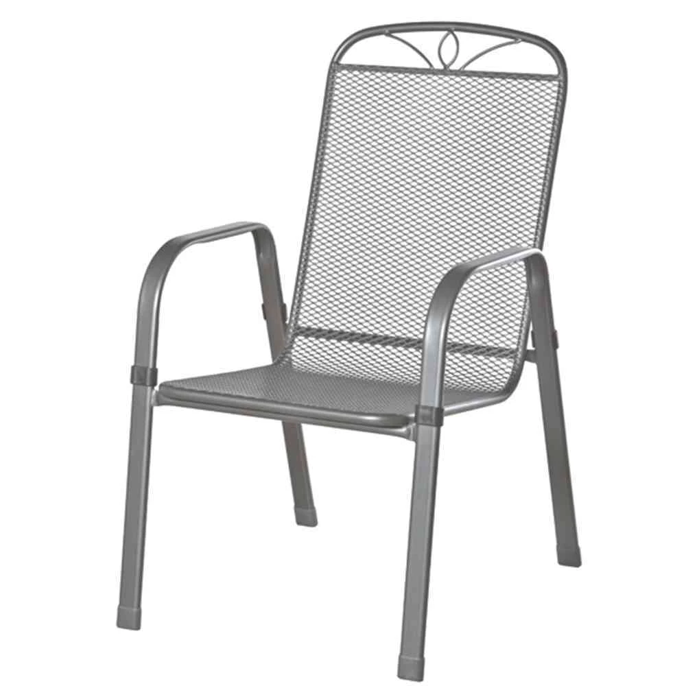 Stapelsessel "Elda Plus" Aus Streckmetall, Eisengrau