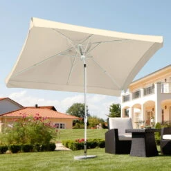 Sonnenschirm 'Oslo', Mit Volant, Natur, Ca. 300 X 200 Cm