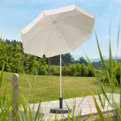 Mittelstockschirm 'Ibiza', Ø 200 Cm, Natur