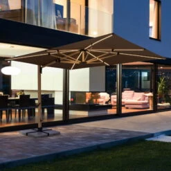 Doppler Pendelschirm 'Alu-Wood XL LED Ultra', Ca. 400 X 300 Cm