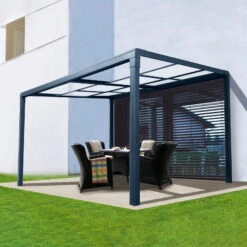 Pergola Air Terrassenüberdachung, Anthrazit, 400 X 300 X 200/254 Cm